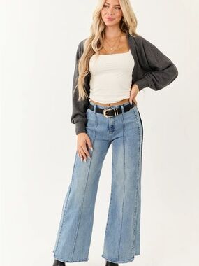 Saige Tummy Control Stretchy Wide Seam Detailed Jeans NWT Size 29